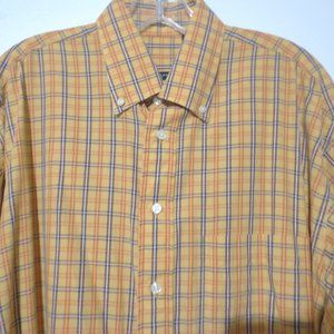 BURBERRY LONDON MULTI-COLORED PLAID SPORT SHIRT LARGE EUC